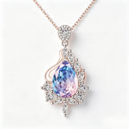 Twilight Gradient Teardrop Crystal Rose Gold Pendant Necklace
