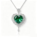 Emerald Heart Filigree Crystal Statement Necklace
