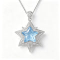 Celestial Azure Star Crystal Pendant Necklace