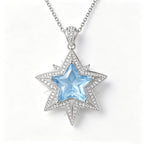 Celestial Azure Star Crystal Pendant Necklace