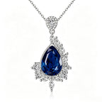 Midnight Sapphire Teardrop Asymmetrical Pendant Necklace
