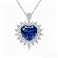 Radiant Royal Blue Heart Crystal Sunflower Necklace