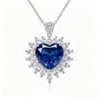 Radiant Royal Blue Heart Crystal Sunflower Necklace