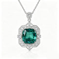 Vintage Emerald Cut Crystal Geometric Pendant Necklace