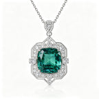 Vintage Emerald Cut Crystal Geometric Pendant Necklace