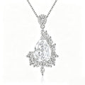 Brilliant Clear Teardrop Crystal Asymmetrical Pendant Necklace