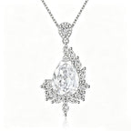 Brilliant Clear Teardrop Crystal Asymmetrical Pendant Necklace