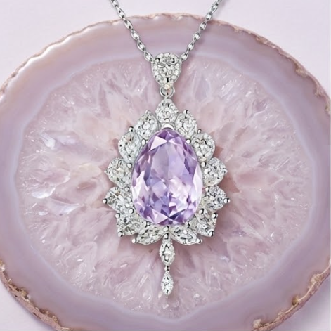 Regal Lavender Teardrop Crystal Cluster Necklace