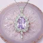 Regal Lavender Teardrop Crystal Cluster Necklace