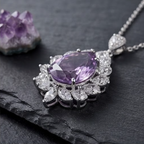 Regal Lavender Teardrop Crystal Cluster Necklace