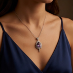 Regal Lavender Teardrop Crystal Cluster Necklace