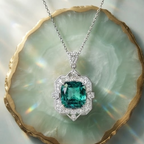 Vintage Emerald Cut Crystal Geometric Pendant Necklace