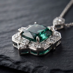 Vintage Emerald Cut Crystal Geometric Pendant Necklace