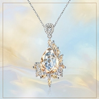 Champagne and Clear Crystal Asymmetrical Teardrop Pendant Necklace
