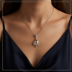 Champagne and Clear Crystal Asymmetrical Teardrop Pendant Necklace