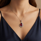Crimson Teardrop Crystal Asymmetrical Pendant