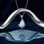 Brilliant Clear Teardrop Crystal Asymmetrical Pendant Necklace