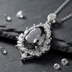 Midnight Smoke Teardrop Crystal Halo Pendant Necklace