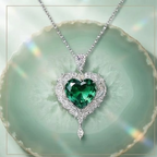 Emerald Heart Filigree Crystal Statement Necklace