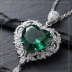 Emerald Heart Filigree Crystal Statement Necklace