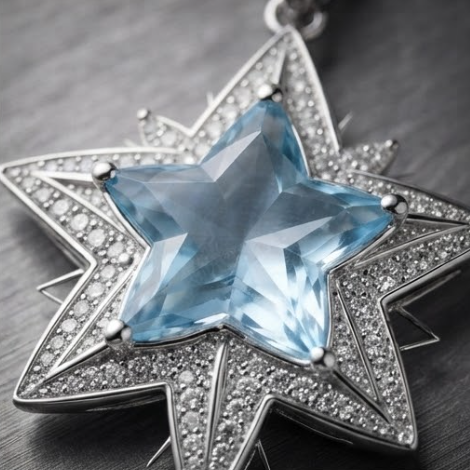 Celestial Azure Star Crystal Pendant Necklace